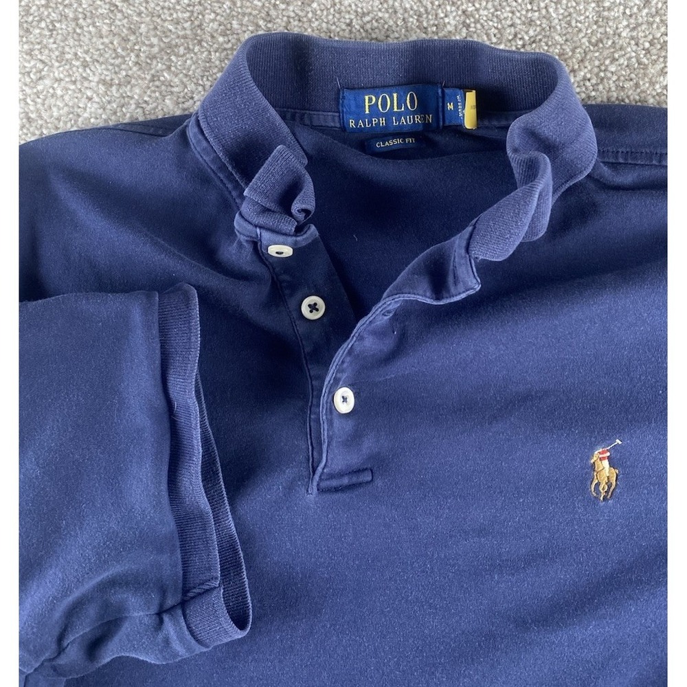 Polo Ralph Lauren Soft Cotton Polo Dark Blue Mens M Classic Flesh Pony Preppy